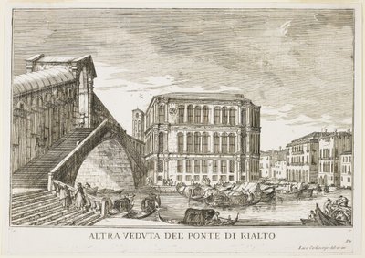 View of the Rialto Bridge, plate from The Buildings and Views of Venice, 1703 by Luca Carlevaris